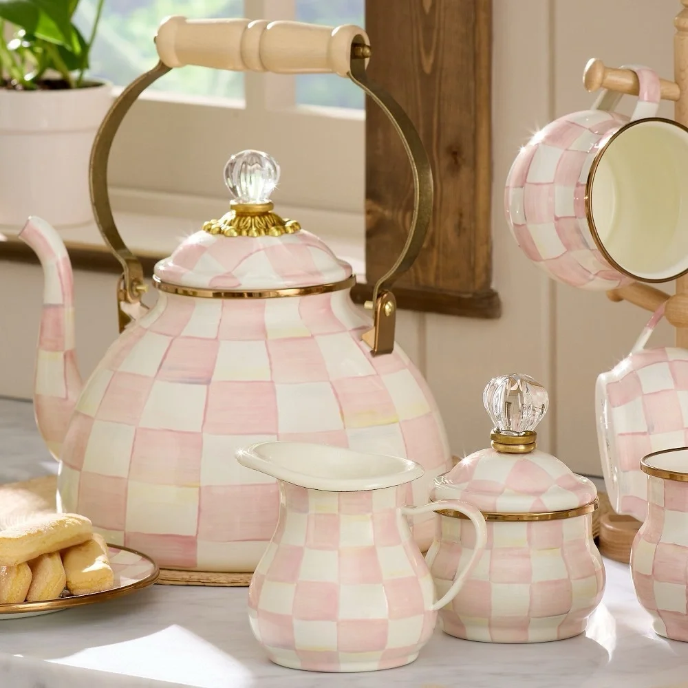 MacKenzie-Childs Rosy Check Tea Kettle 2Qt - Picture 5 of 5